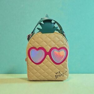 Betsy Johnson Pineapple Heart Sunglasses Tote Lunch Bag w/ Shoulder Strap